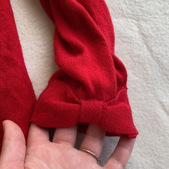 ELLE | Red Cardigan w/ Rhinestone Buttons - Picture 5 of 8